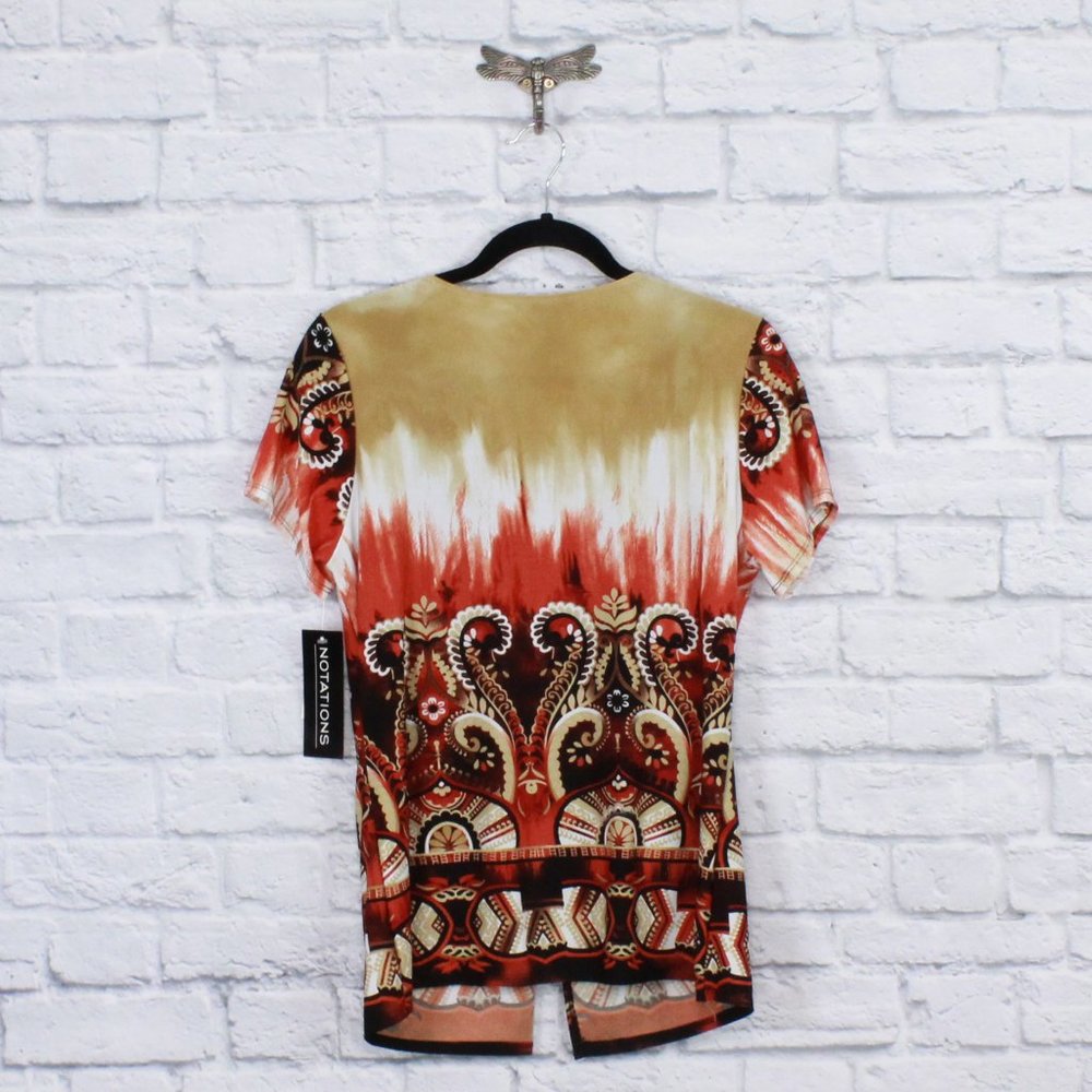 NWT! NOTATIONS Embellished Short Sleeve Top Size M - Picture 5 of 9